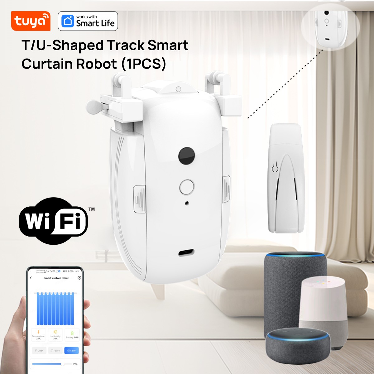 Smart Home Setup - Tuya Smart WiFi-gordijnrobot (1 stuks met