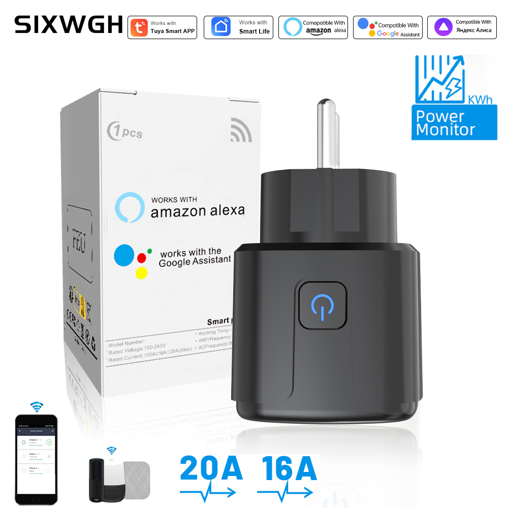 Smart Energy Monitor - Tuya Smart Socket WiFi-afstandsbediening EU-stekker met
