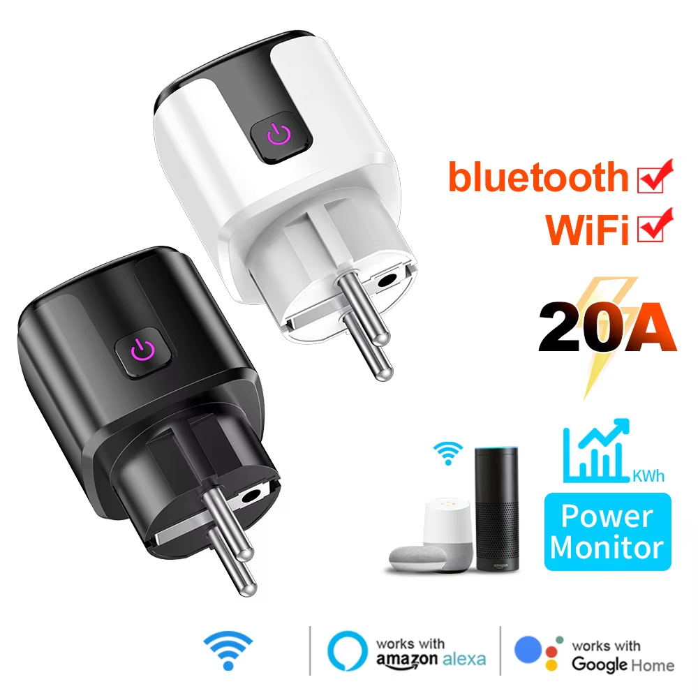 Smart Home Setup - Smart 20A EU-stekker WiFi+Bluetooth-aansluiting met energiemonitoring