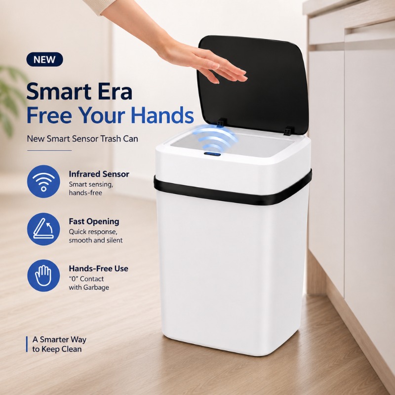 Smart Home Junkie - 13L Slimme Automatische Aanraakvrije Afvalbak, Op