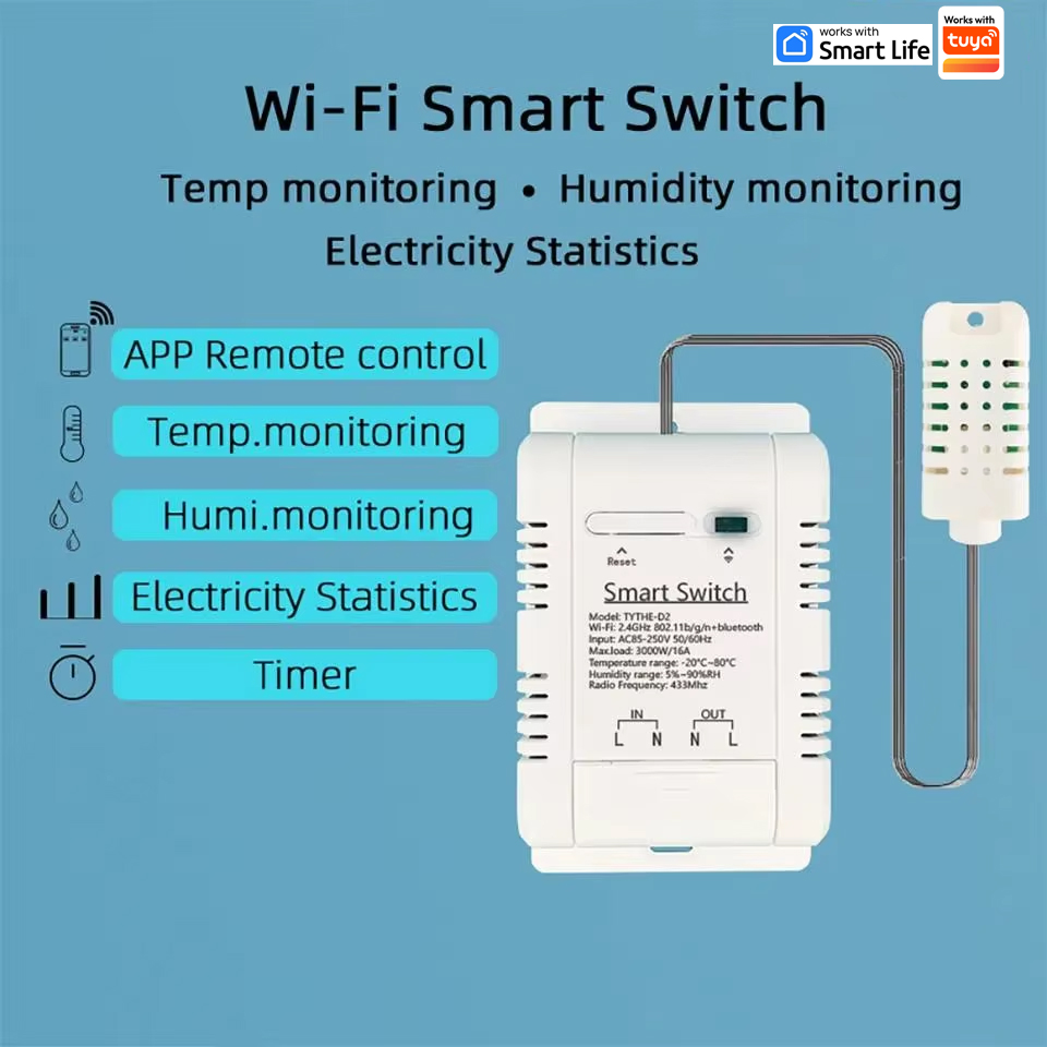 Werk met Tuya 16A 3000W WiFi-t - Smart Energy Monitor recensie en prijs