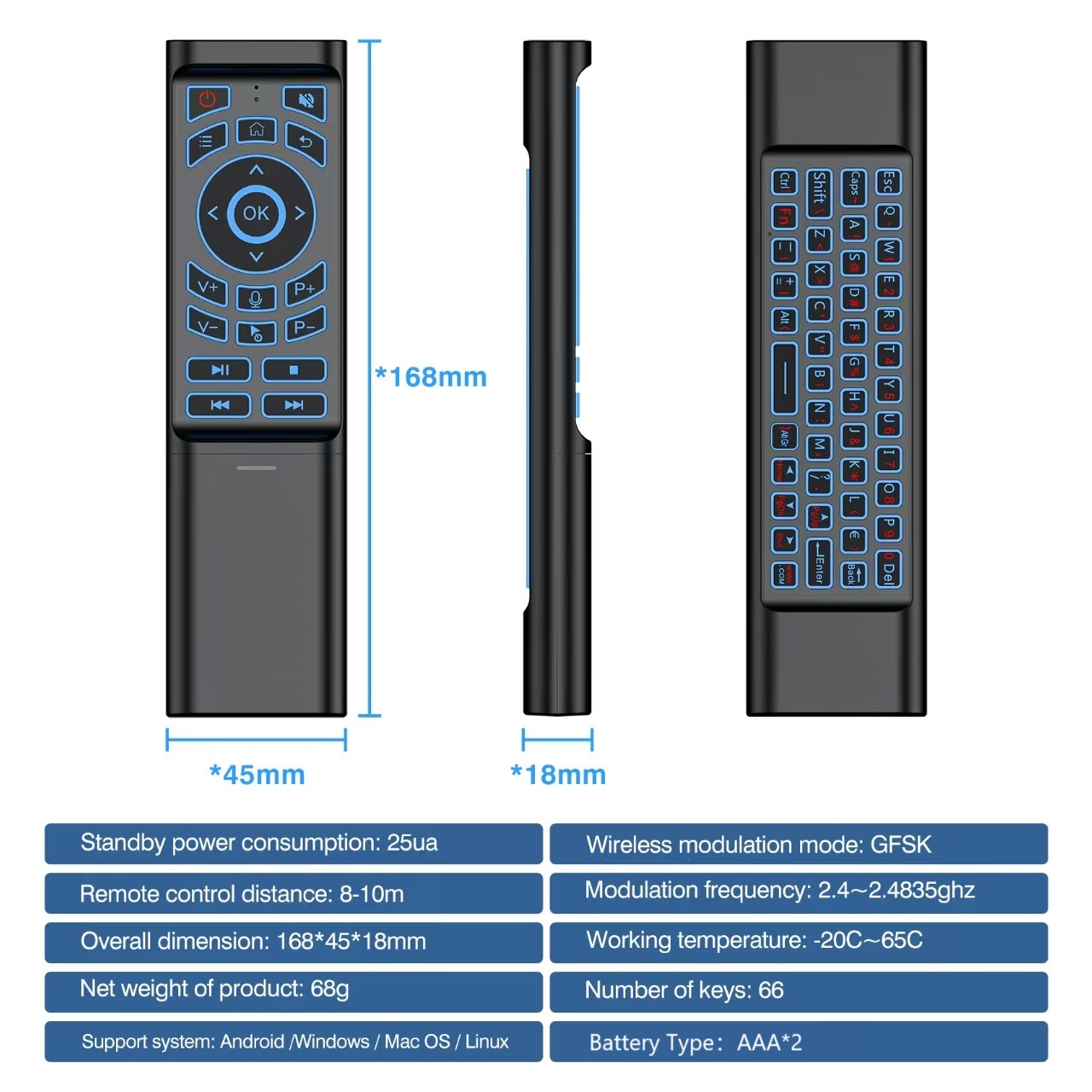 Air Mouse Gyroscoop Afstandsbe - Smart Home Keyboard recensie en prijs